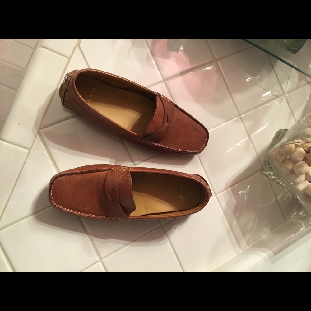 Tan loafers by Cole Hann